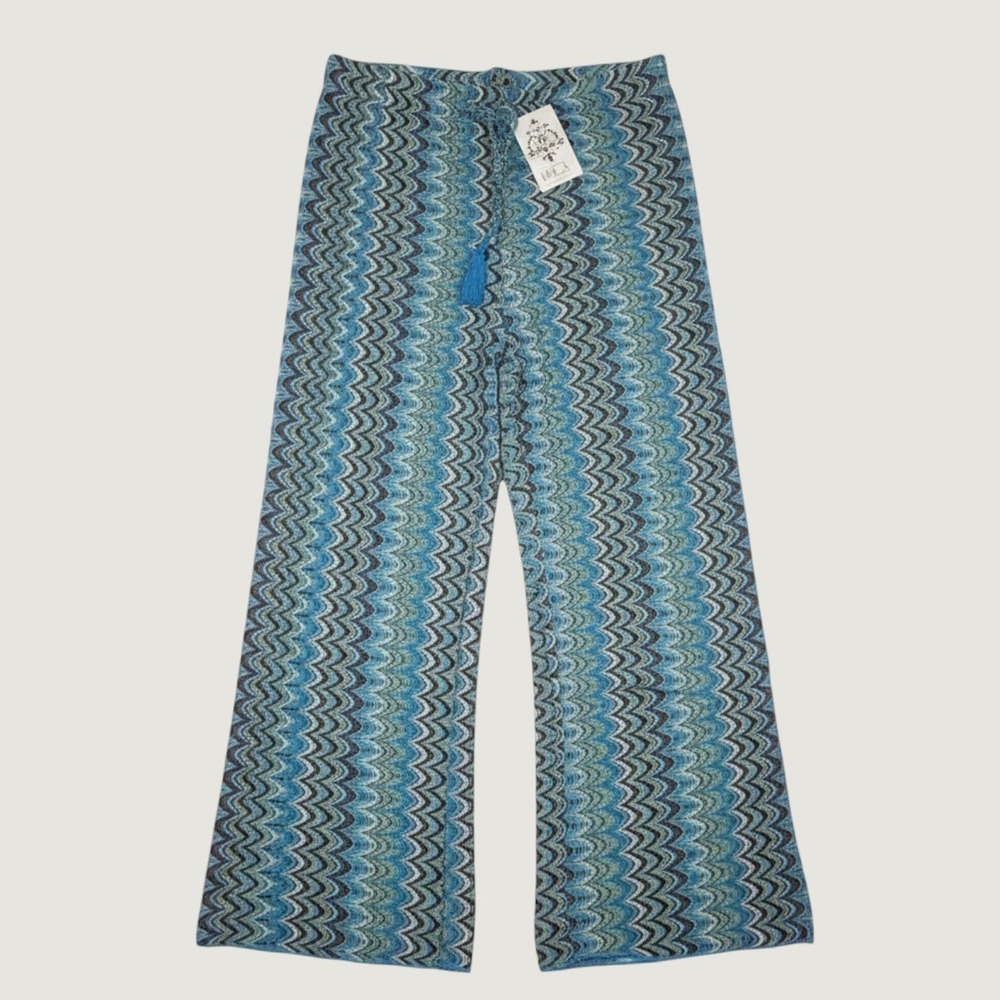 Becca by Rebecca Virtue Blue Chevron Knit Beach Cover Up Pants Medium